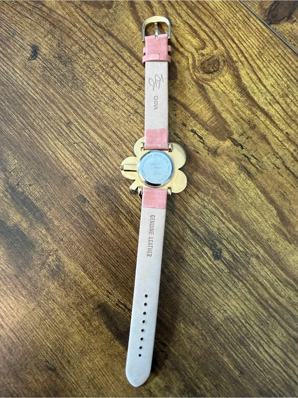Suzanne Somers Pink Flower Watch Rhinestone Mother Pearl Leather Y2K Quartz